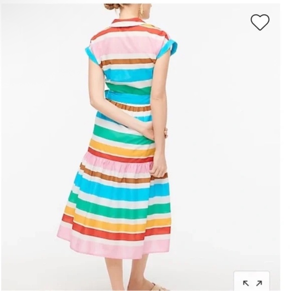 J CREW RAINBOW STRIPED COLLARED SHIRT MIDI TIE WAIST DRESS NWT - Picture 4 of 7